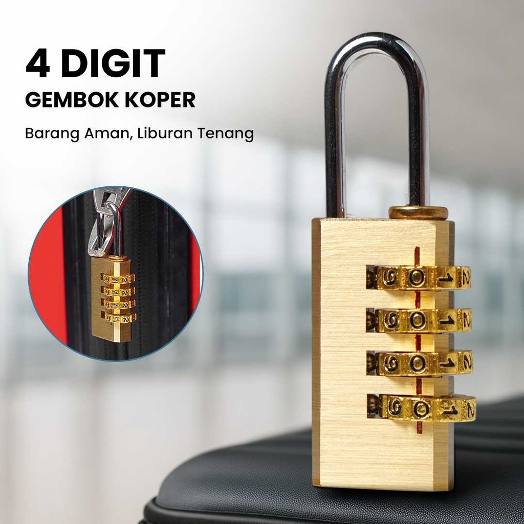 KAK Gembok Koper Padlock 4 Digit Combination Solid Brass - M1502- G32E