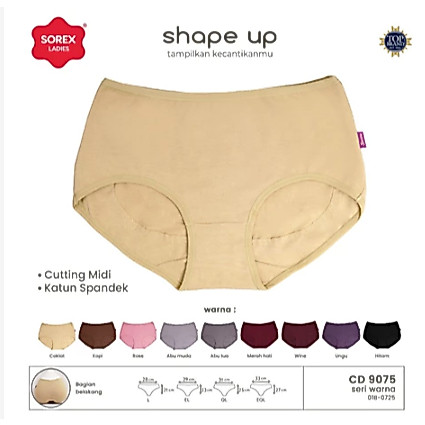 Sorex CD Basic Celana Dalam Wanita / Midi Polos Shape Up CD 9075