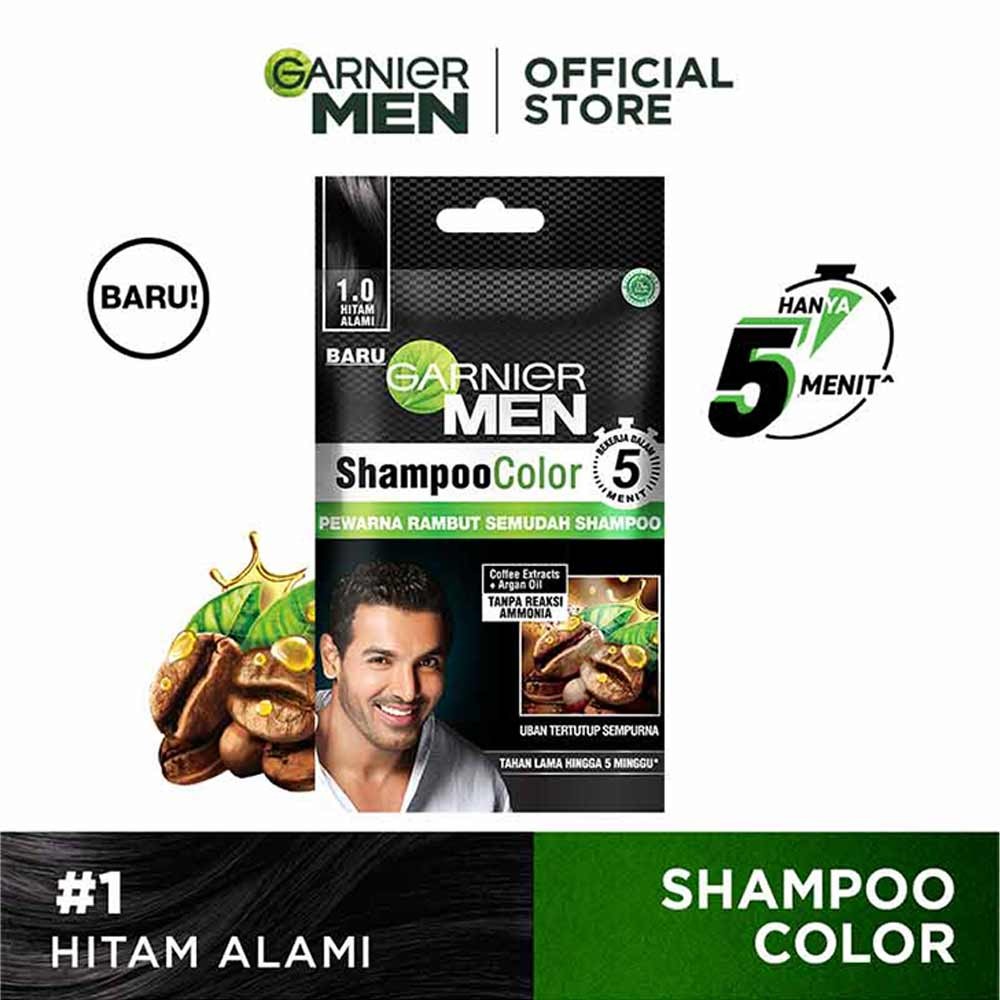 GARNIER MEN SHAMPOO COLOR 1.0 HITAM ALAMI