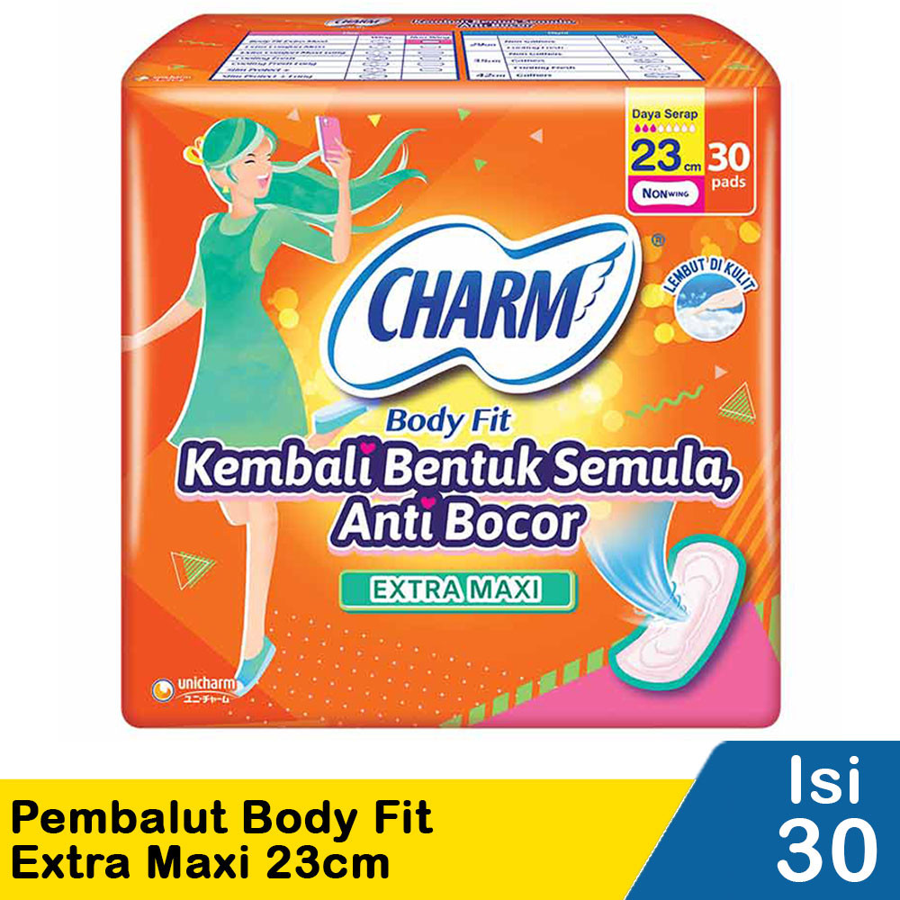 CHARM PEMBALUT BODY FIT 30'S EXTRA MAXI 23cm