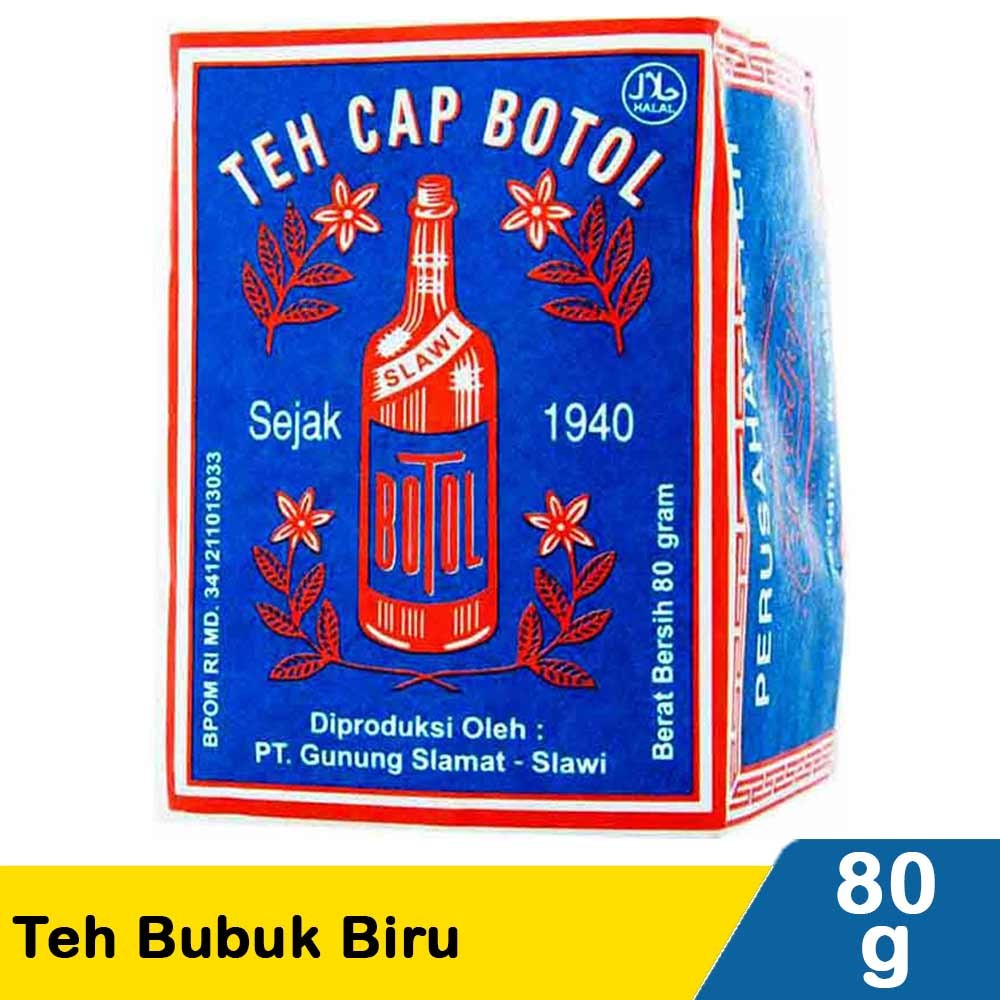 CAP BOTOL TEH BUBUK BIRU  80g
