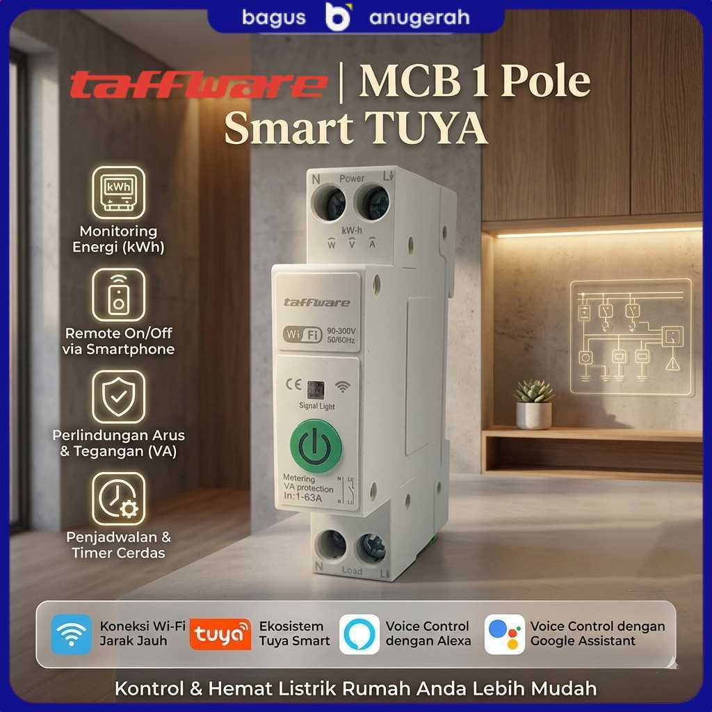 Taffware MCB Programmable Tuya Smart Timer Switch Relay WiFi 300V/63A - STY-M