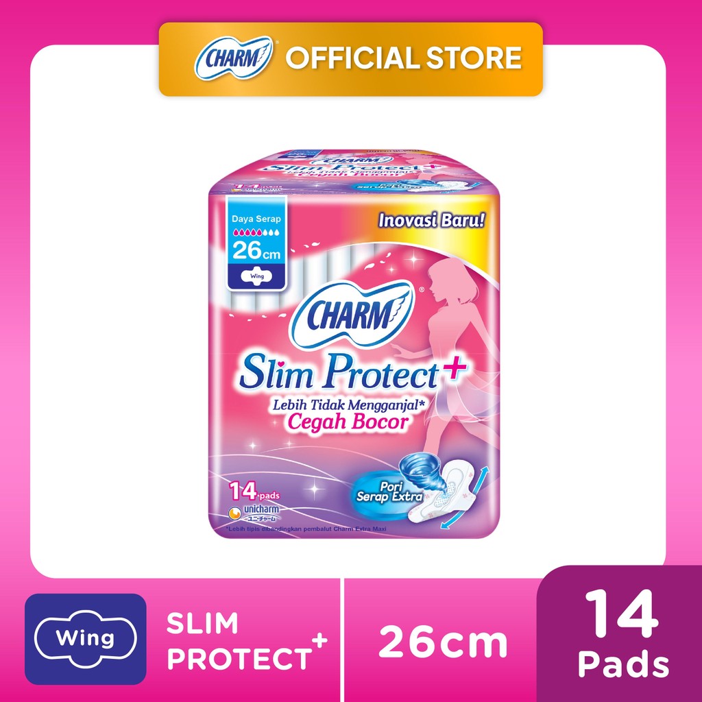 Charm Super Slim Protect+ Wing 26cm 14 Pcs
