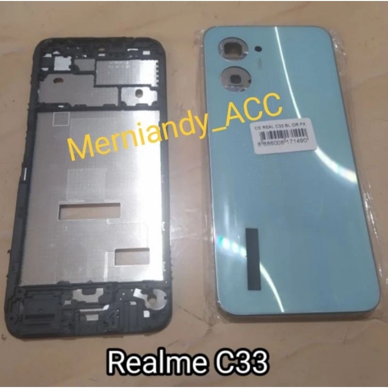 Kessing hausing fullset frame lcd Realme C33 Cessing hausing + Frame tulang tengah