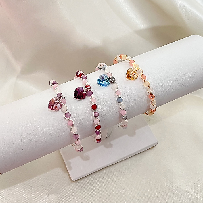 Mini Gemstone Bracelet Heart Pendant