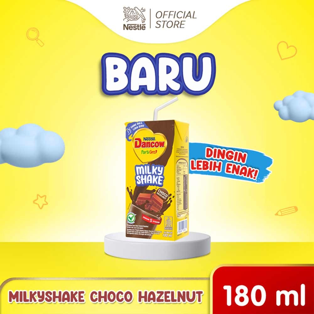 DANCOW SUSU CAIR UHT MILKY SHAKE CHOCO HAZELNUT 180mL