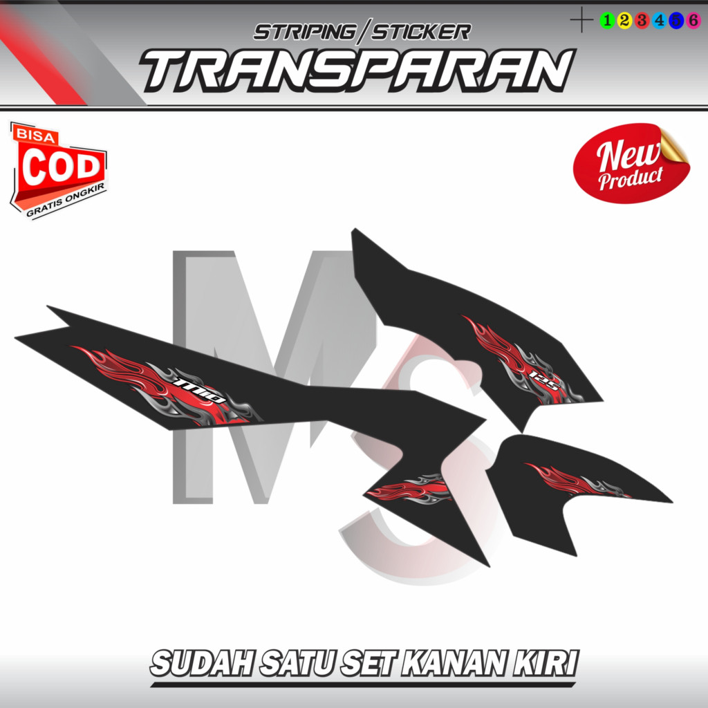 variasi sticker/striping transparan mio gear api cod TRANSFARAN UV PREMIUM