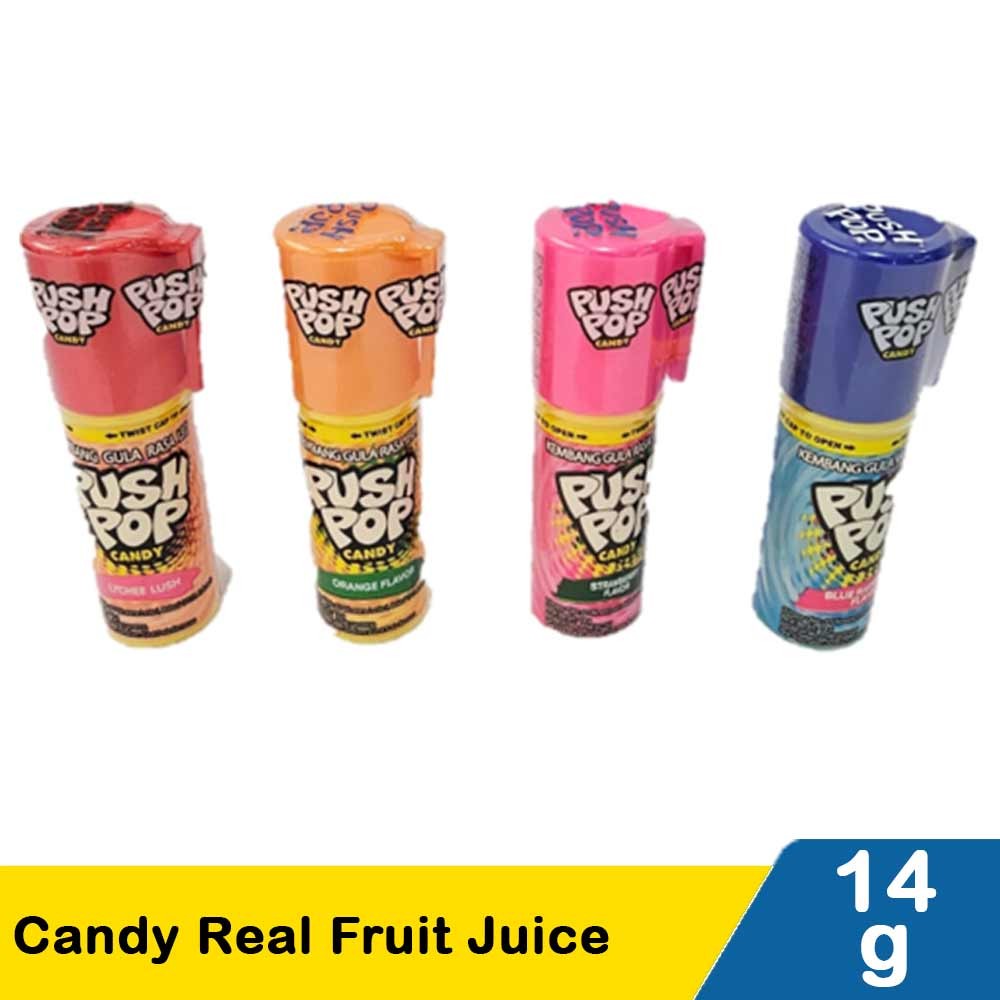 PUSH POP CANDY REAL FRUIT JUICE 14g