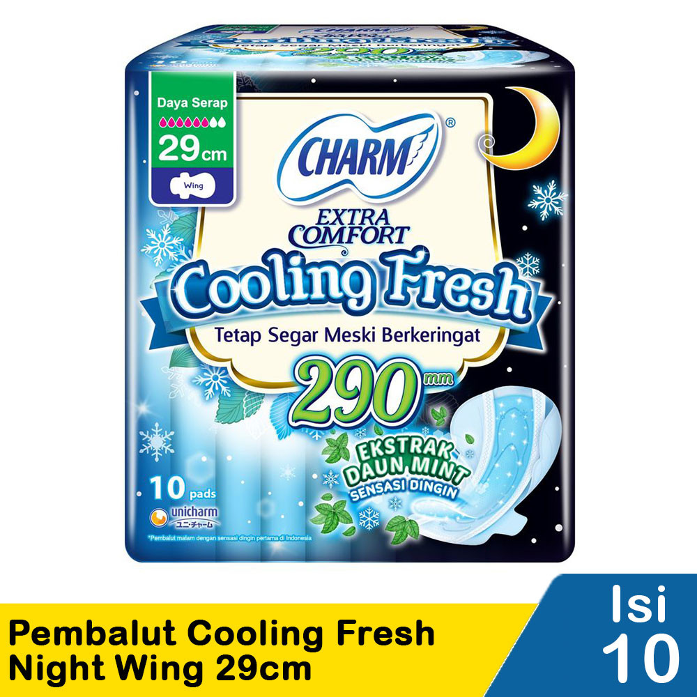 CHARM PEMBALUT COOLING FRESH 10'S NIGHT WING 29cm