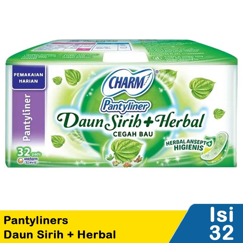 CHARM PANTYLINERS 32'S DAUN SIRIH+HRBL