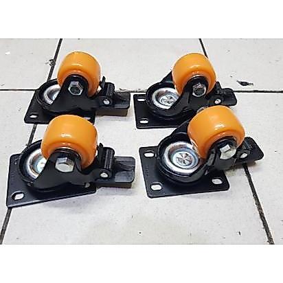 Roda Nilon Orange 1.5 inch Plat Putar +rem