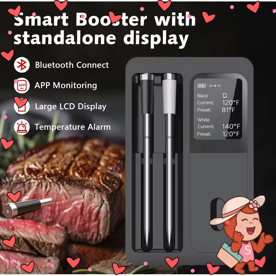 BFOUR Termometer Makanan Digital Daging Susu Smart Bluetooth 2 Probe - BF-40