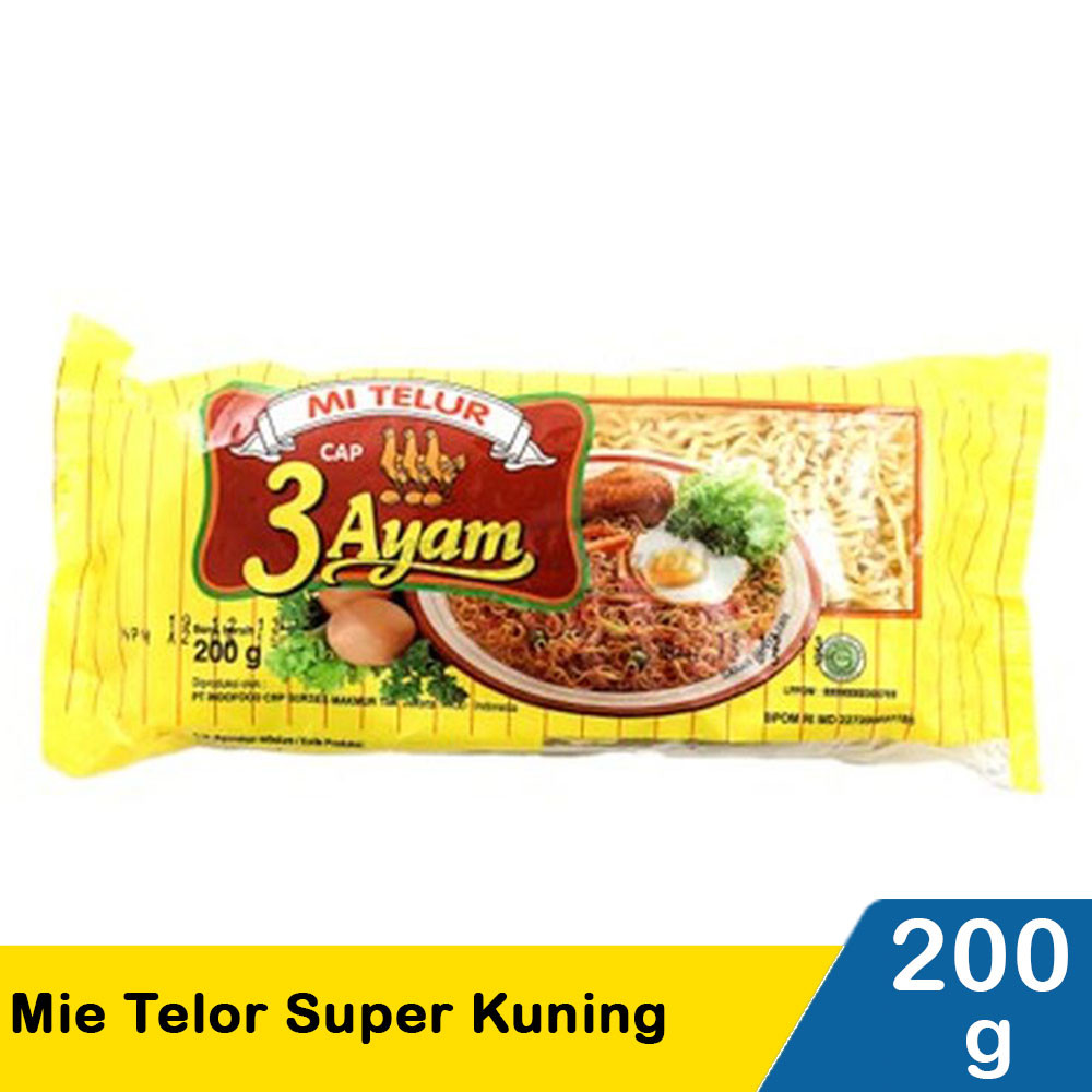 3 AYAM MIE TELOR SUPER KUNING 200g