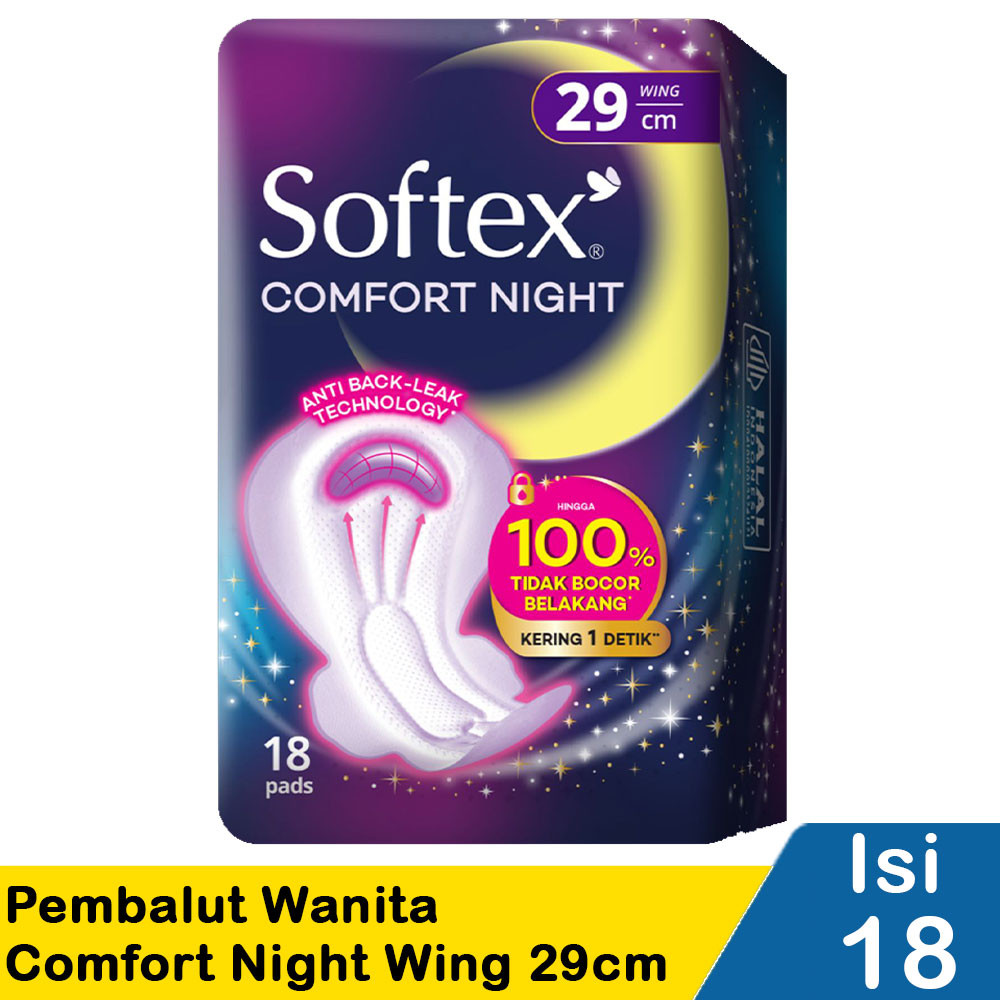 SOFTEX PEMBALUT WANITA COMFORT 20/18S NIGHT WING 29cm