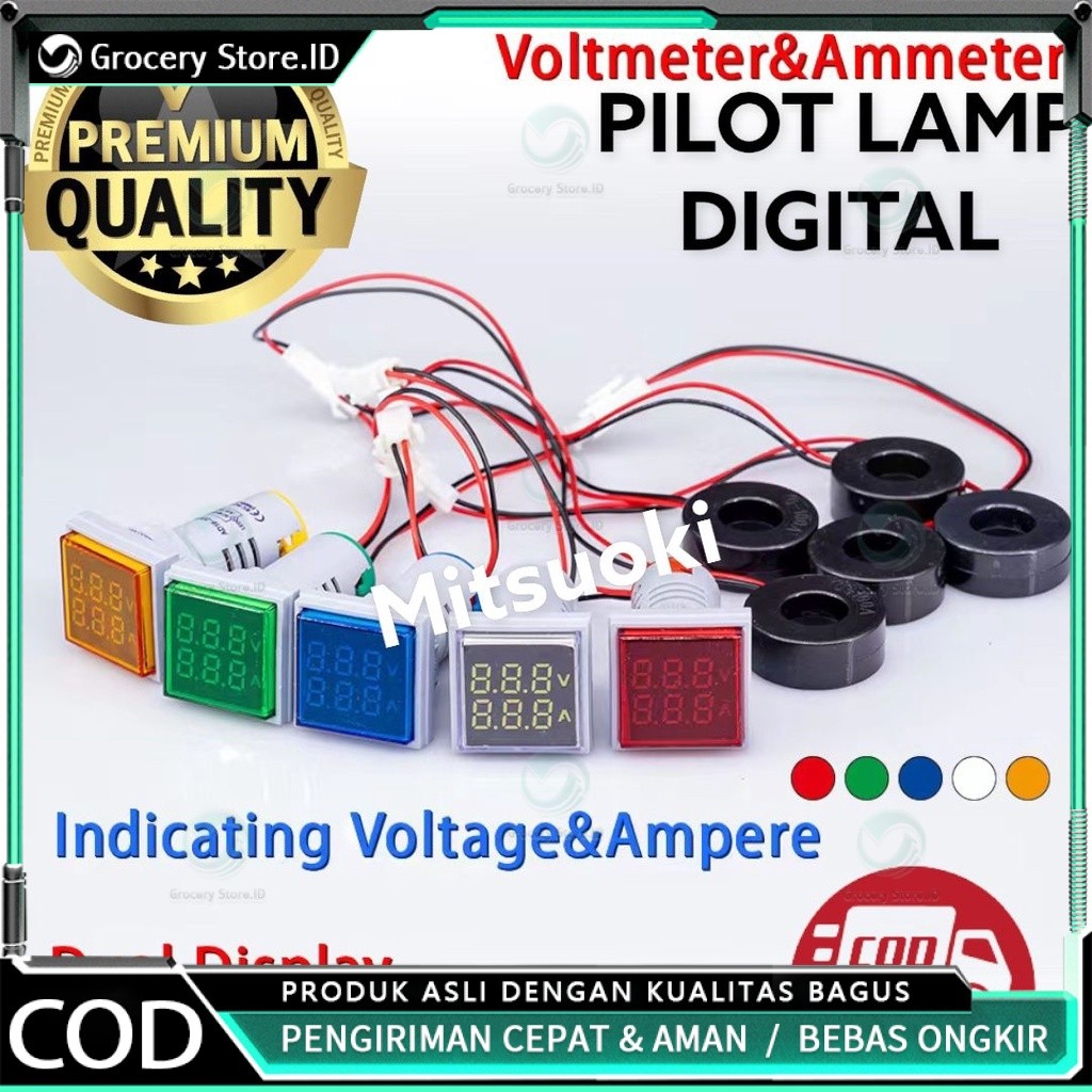 PILOT LAMP DIGITAL/VOLTMETER+AMPREMETER TYPE AD16-22DVA AS16-22FVA