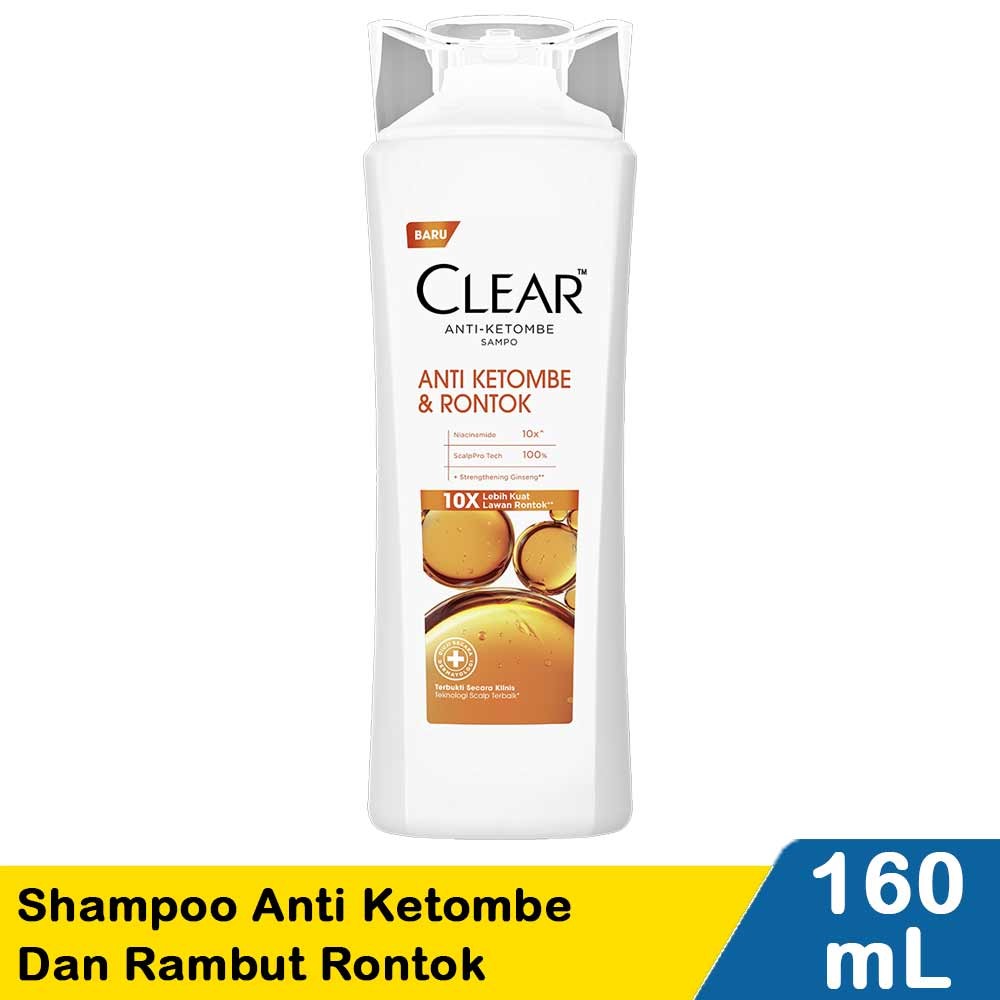 CLEAR SHAMPOO ANTI KETOMBE DAN RAMBUT RONTOK 160mL