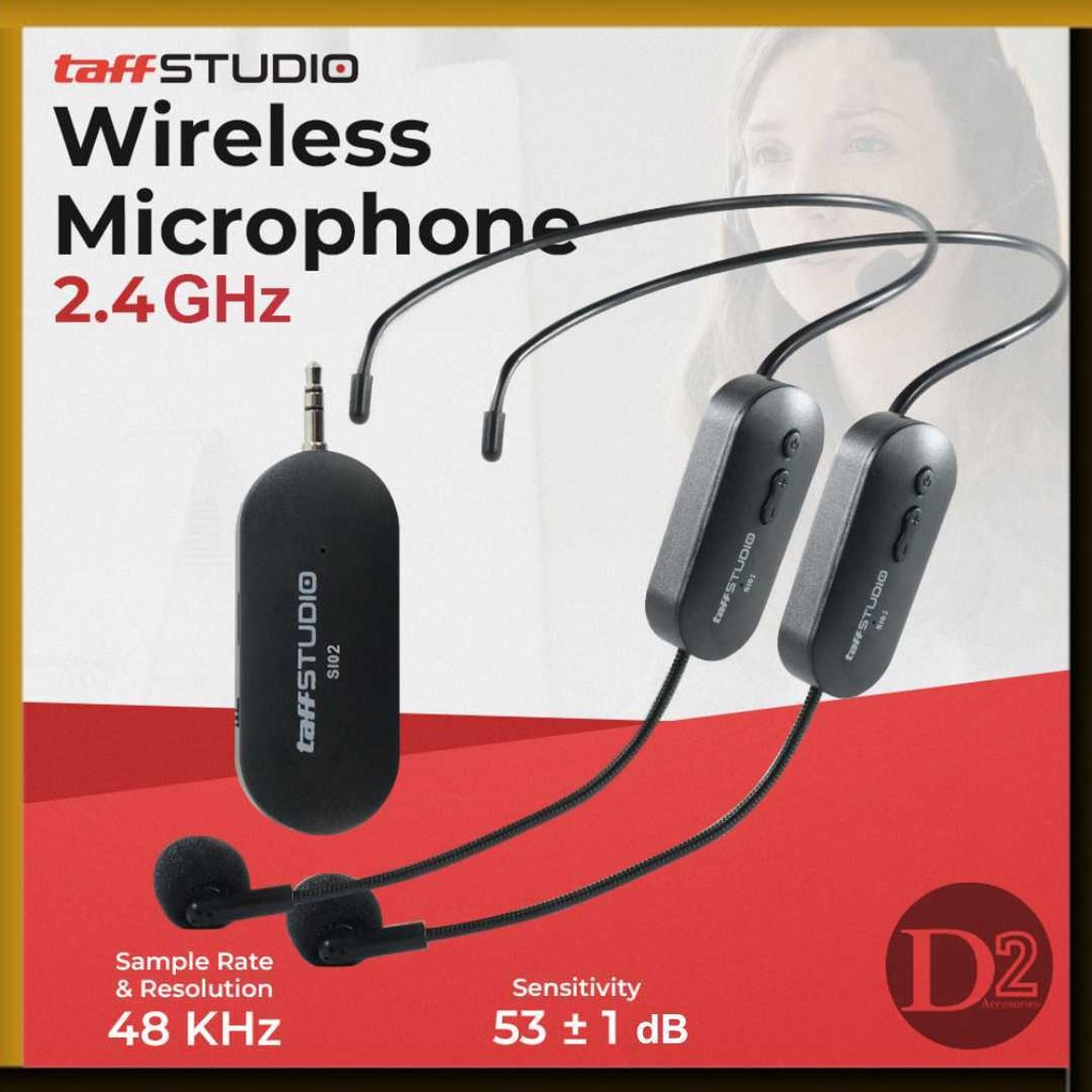 TaffSTUDIO Wireless Microphone 2.4G Headset 2 PCS with Receiver - SI02