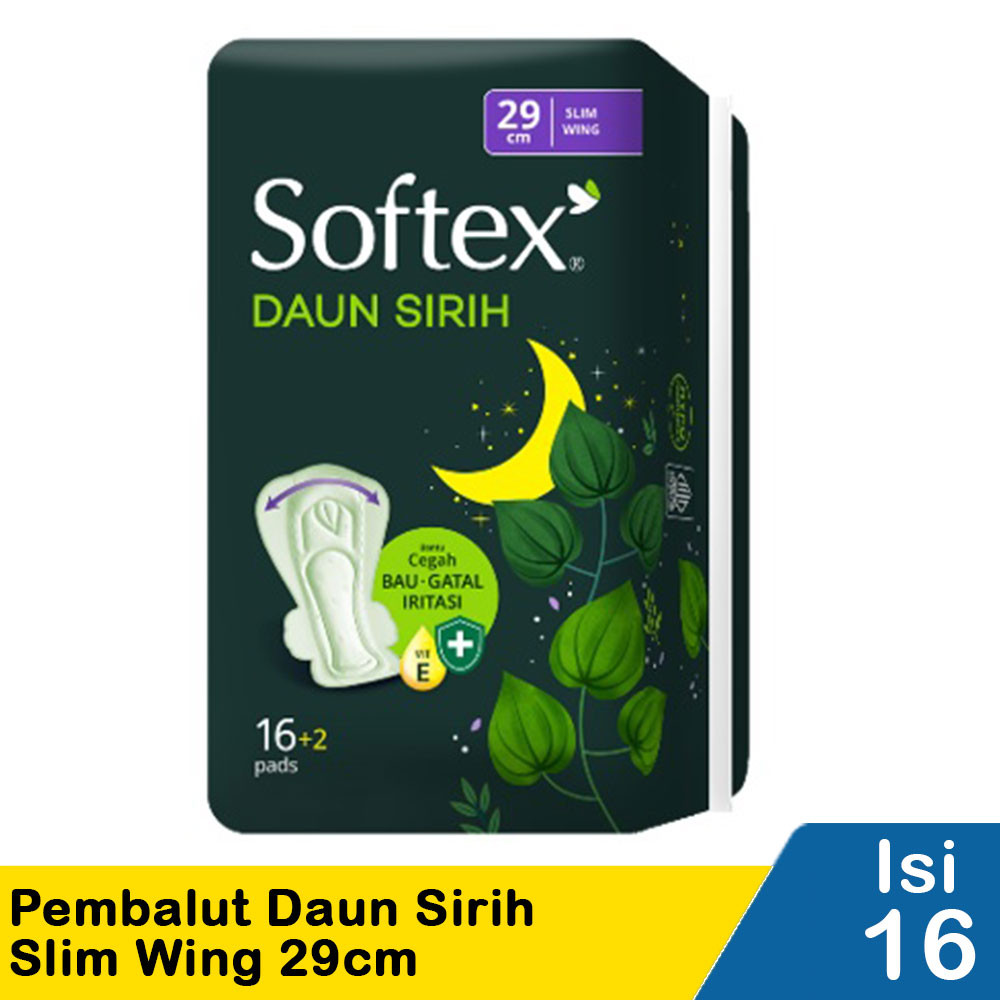 SOFTEX PEMBALUT DAUN SIRIH 16'S SLIM WING 29cm