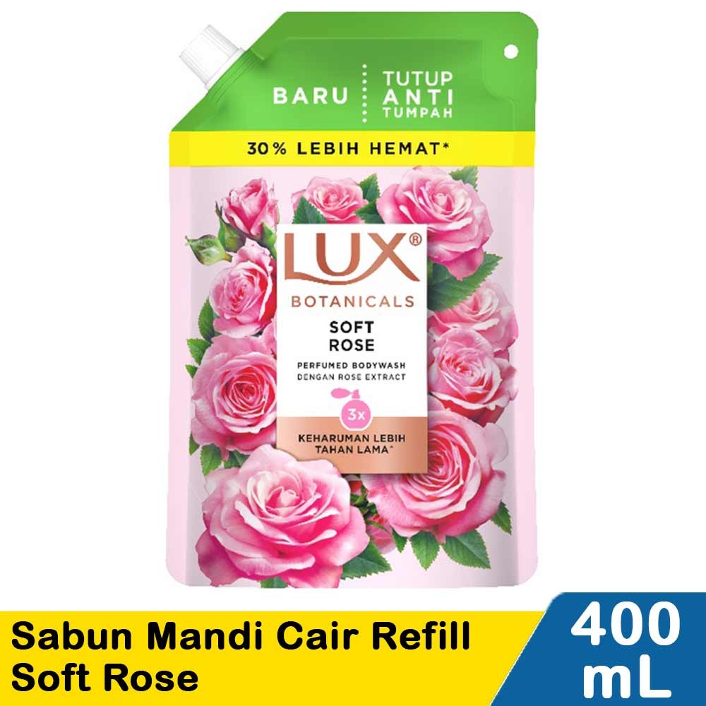LUX SABUN MANDI CAIR REFILL SOFT ROSE 450/400mL