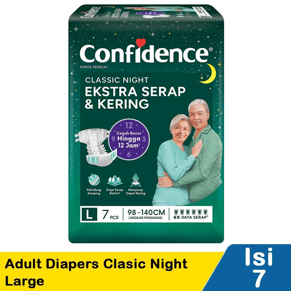 CONFIDENCE ADULT DIAPERS CLASIC NIGHT 7'S  LARGE