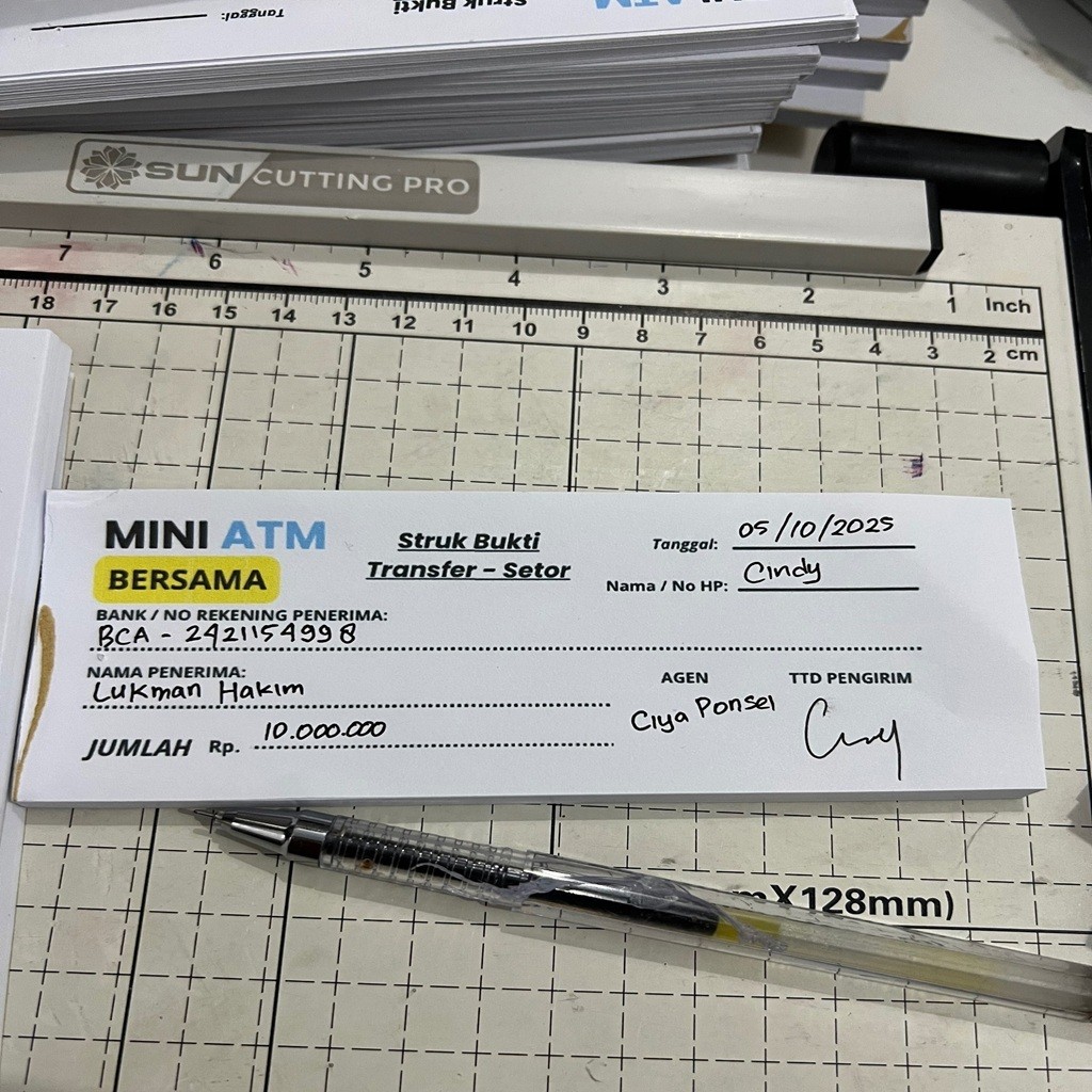 Struk Nota Mini ATM Bersama Transfer - Setor