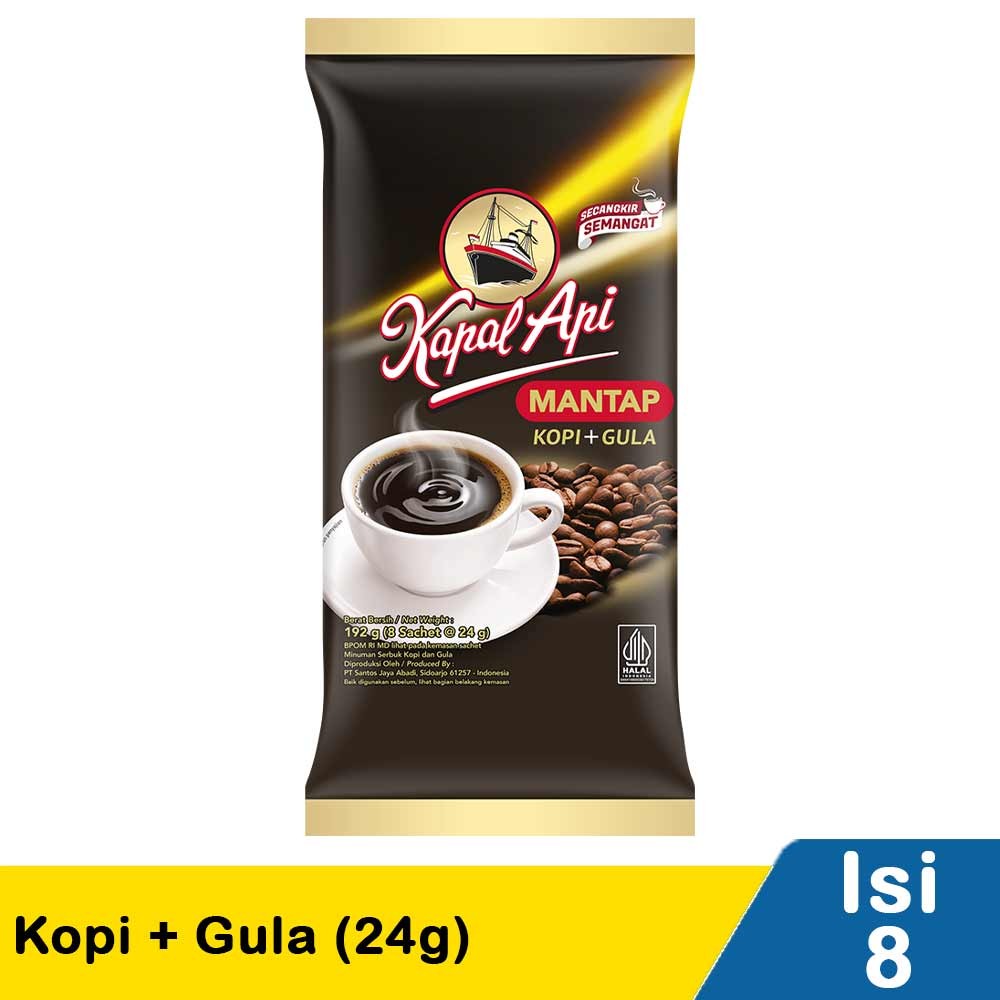 KAPAL API KOPI BUBUK+GULA MANTAP 8x24g