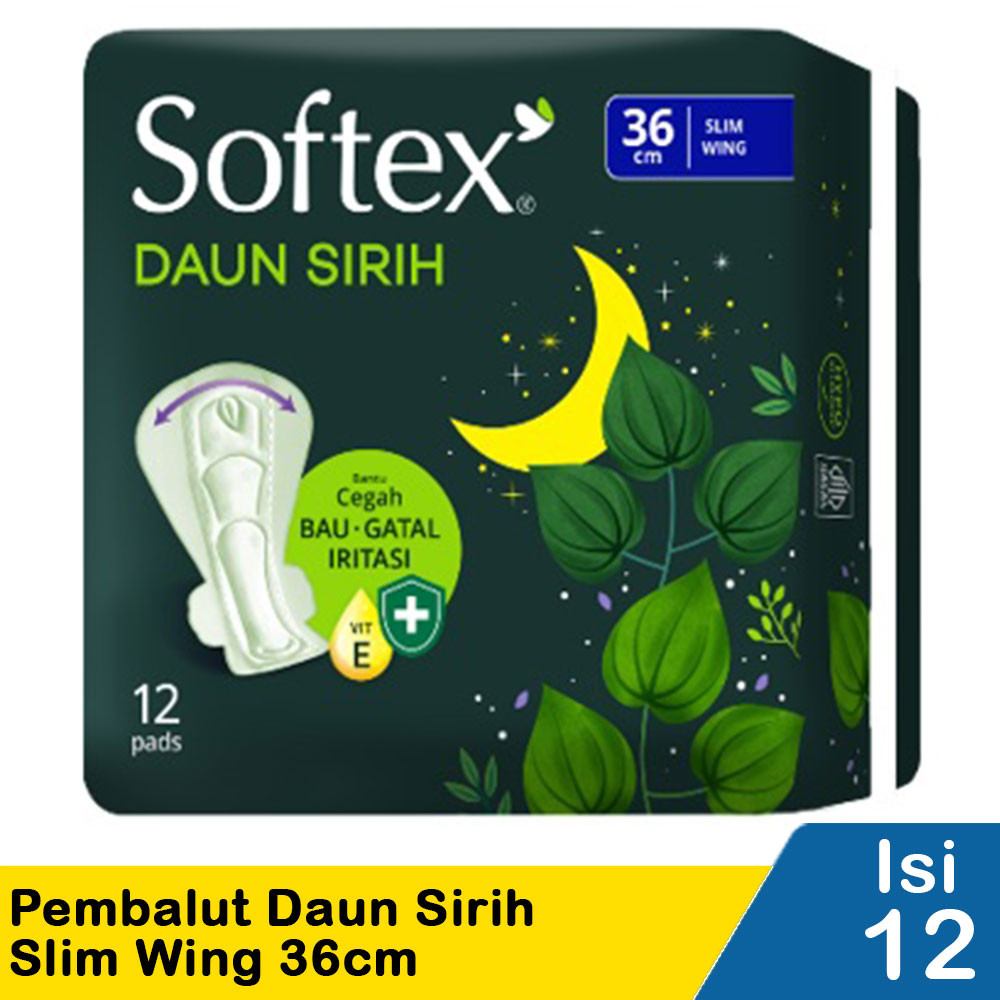 SOFTEX PEMBALUT DAUN SIRIH 12'S SLIM WING 36cm