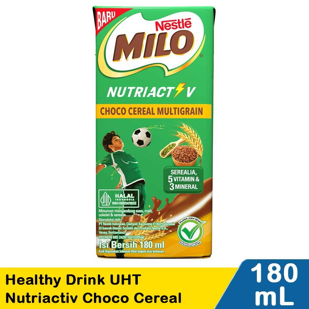 MILO HEALTY DRINK UHT NUTRIACTIV CHOCO CEREAL 180mL