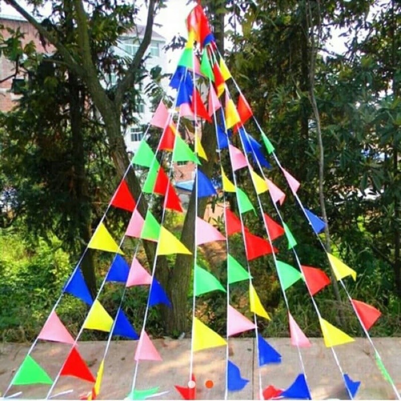 HM - Bunting Flag Segitiga Kain Warna Warni