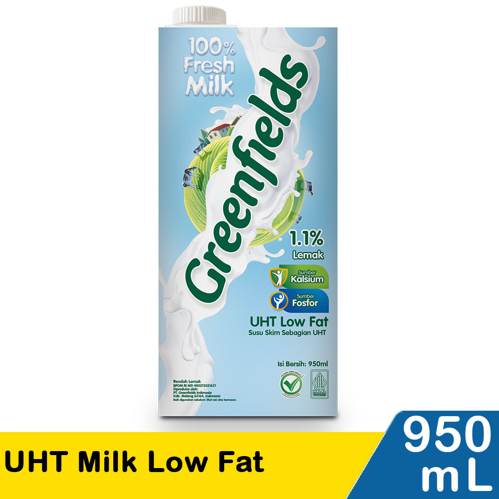 GREENFIELDS UHT MILK LOW FAT 1000/950mL