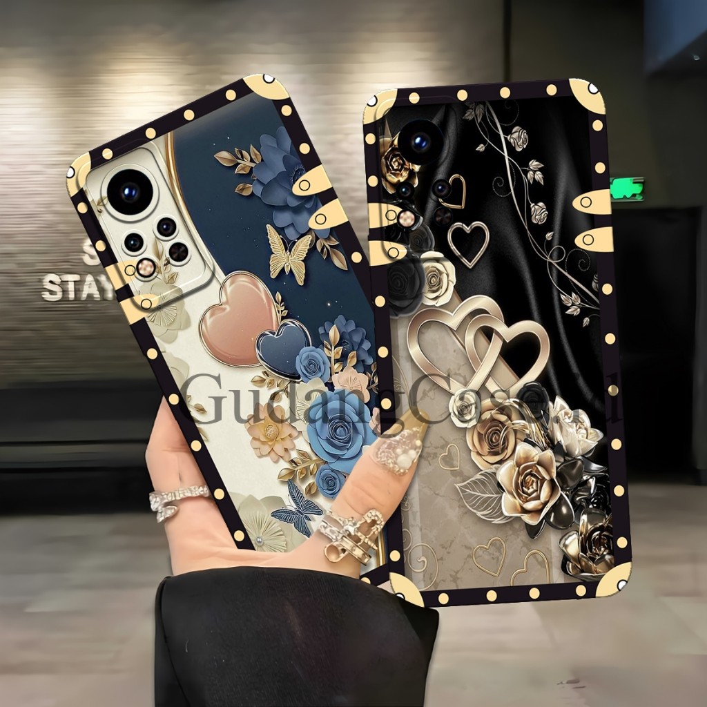 Case Untuk Infinix Note 12i 2022 - Note 11 - Note 11s - Note 11 Pro - Note 10 - Note 8 Bunga Bingkai
