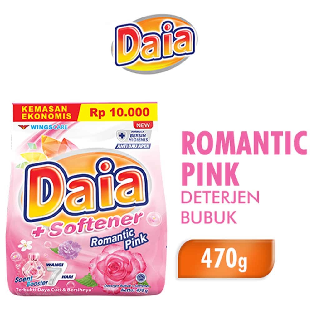 DAIA DETERGENT BUBUK+SOFTENER ROMANTIC PINK 480/470g