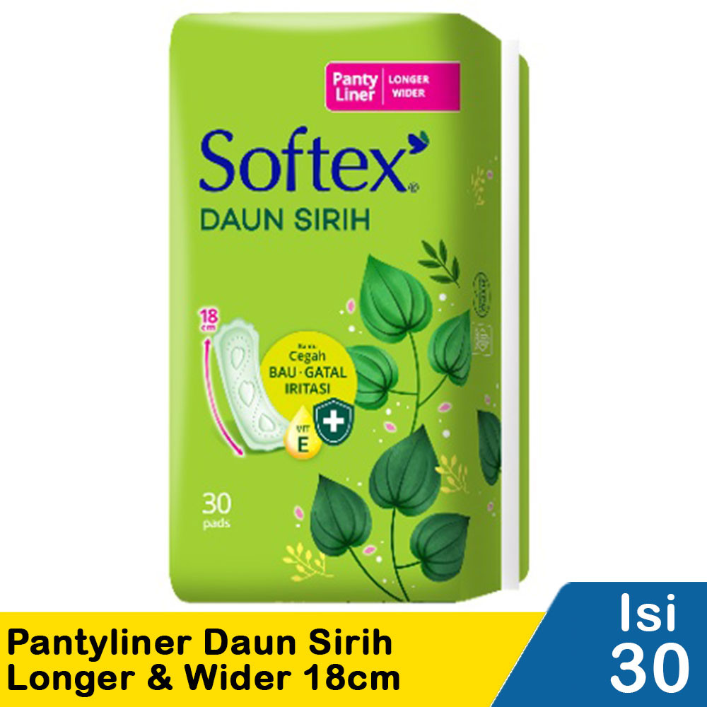 SOFTEX PANTY LINERS DAUN SIRIH 30'S LONGER & WIDER 18cm
