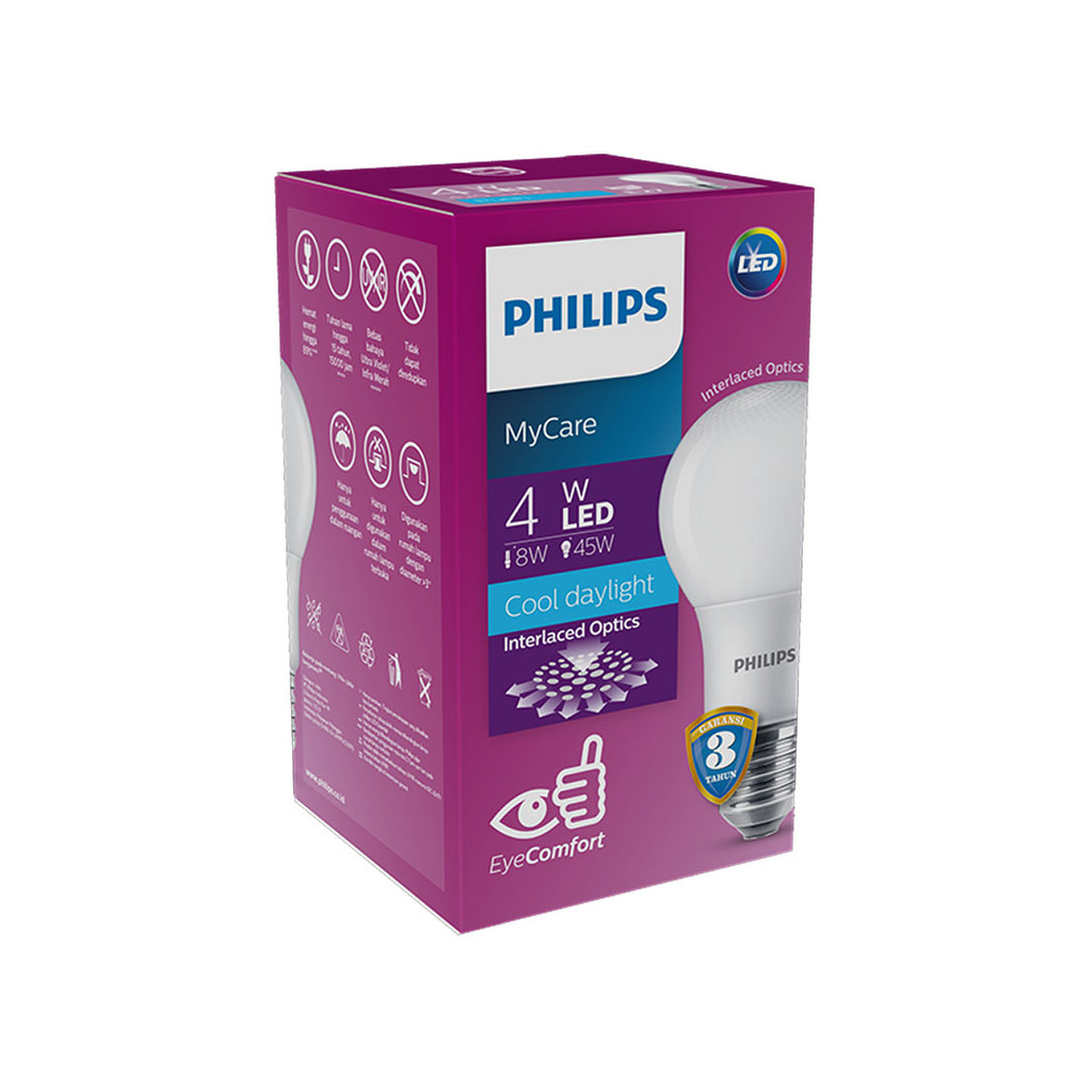 PHILIPS LAMPU LED COOL DAYLIGHT E27 4 WATT