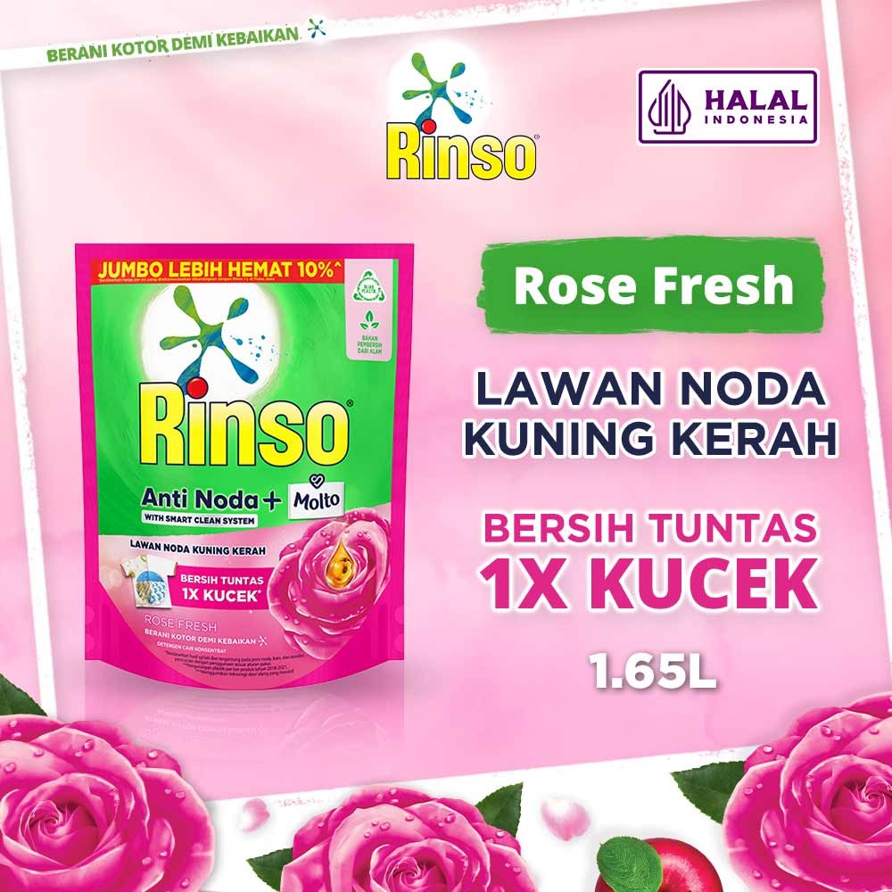 RINSO DETERJEN LIQUID + MOLTO REF ROSE FRESH 1.5/1.45L