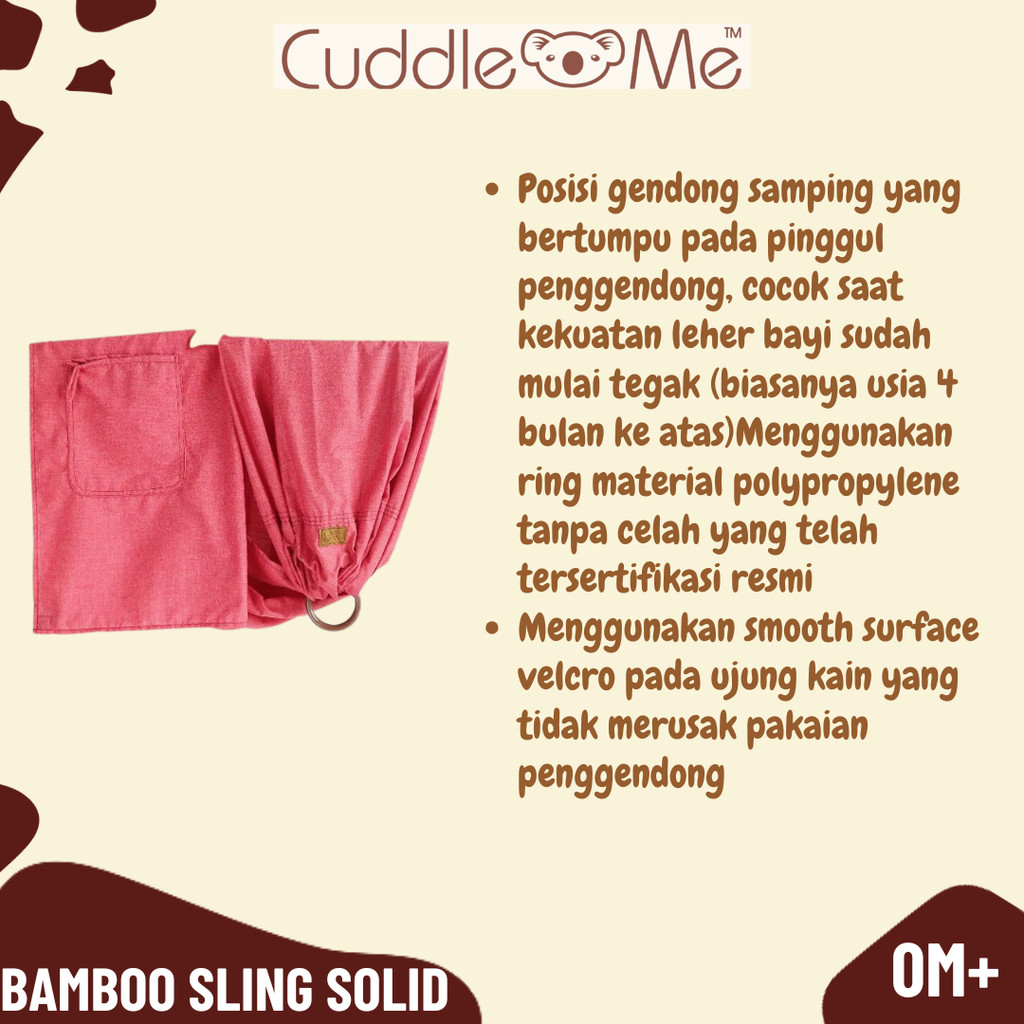 Cuddleme Bamboo Sling Solid -  Bedong Bayi