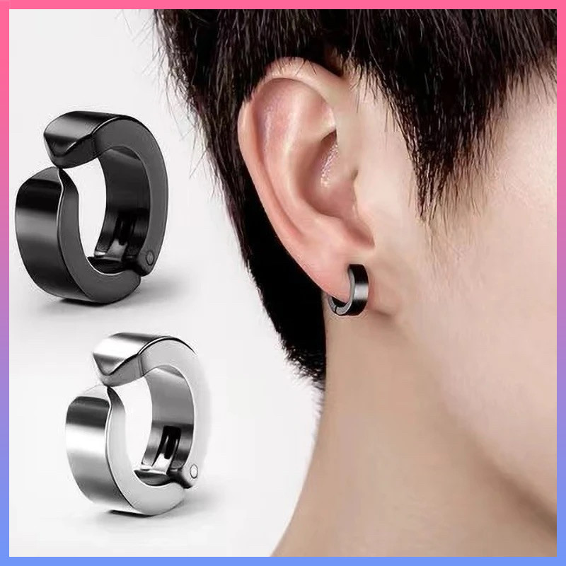 ANTING JEPIT PRIA TITANIUM PREMIUM SILVER HITAM