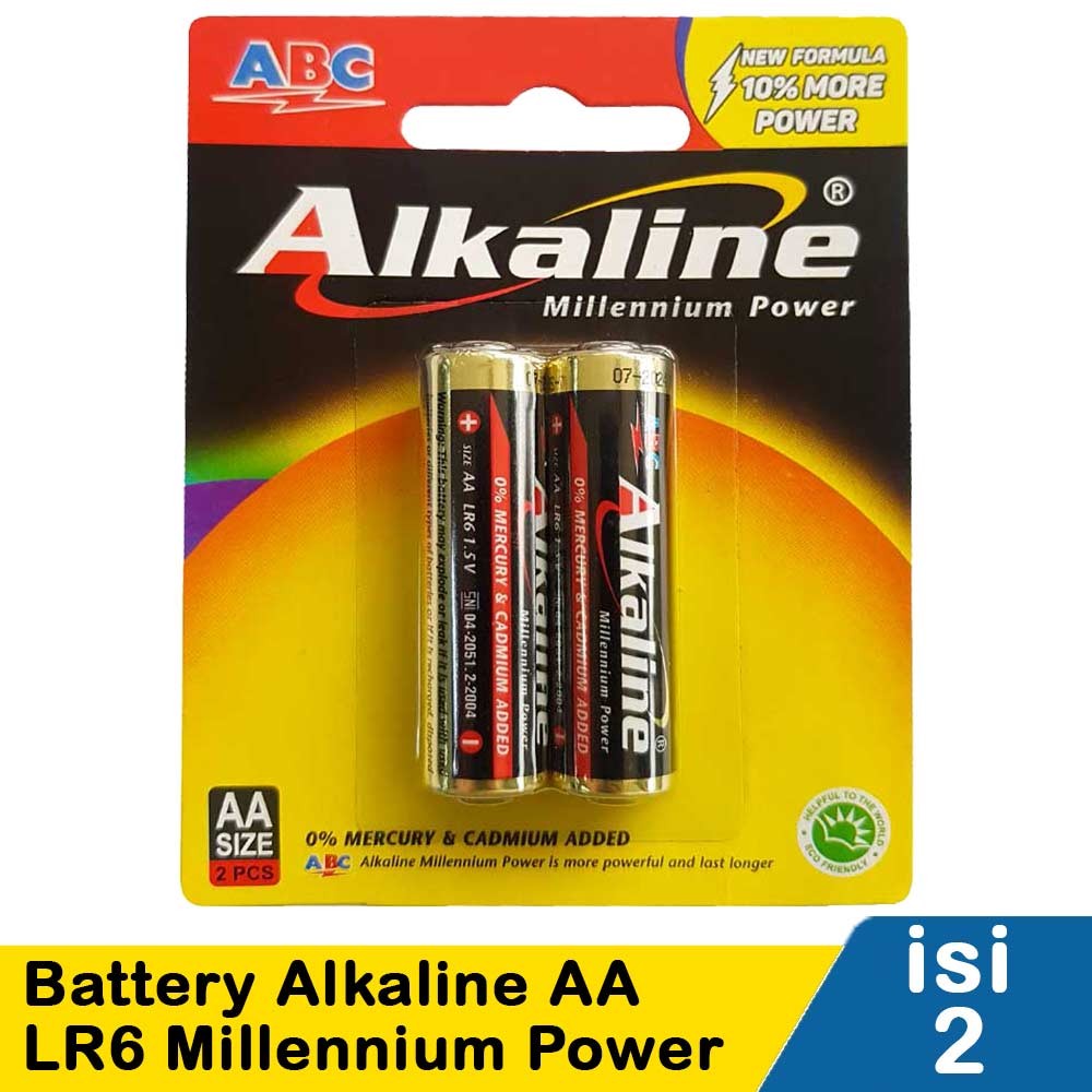 ABC BATTERY ALKALINE AA-LR6/2'S MILLENNIUM PWR
