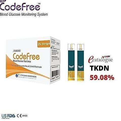 SD BIOSENSOR CODEFREE BLOOD GLUCODE TEST STRIP GULA DARAH CODEFREE ISI 25 STRIP
