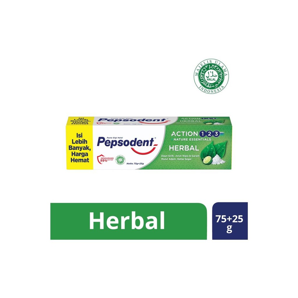 PEPSODENT PASTA GIGI HERBAL  75+25g