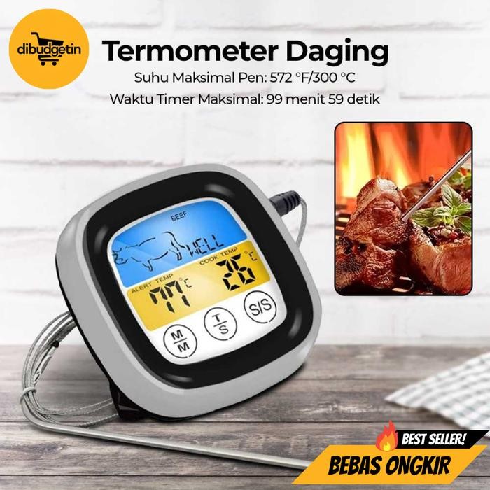 Termometer Makanan Daging Digital Touch Screen with Timer - Anpro HY-2702