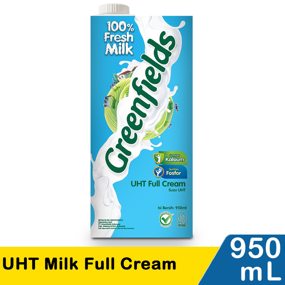 GREENFIELDS UHT MILK FULL CREAM 1000/950mL
