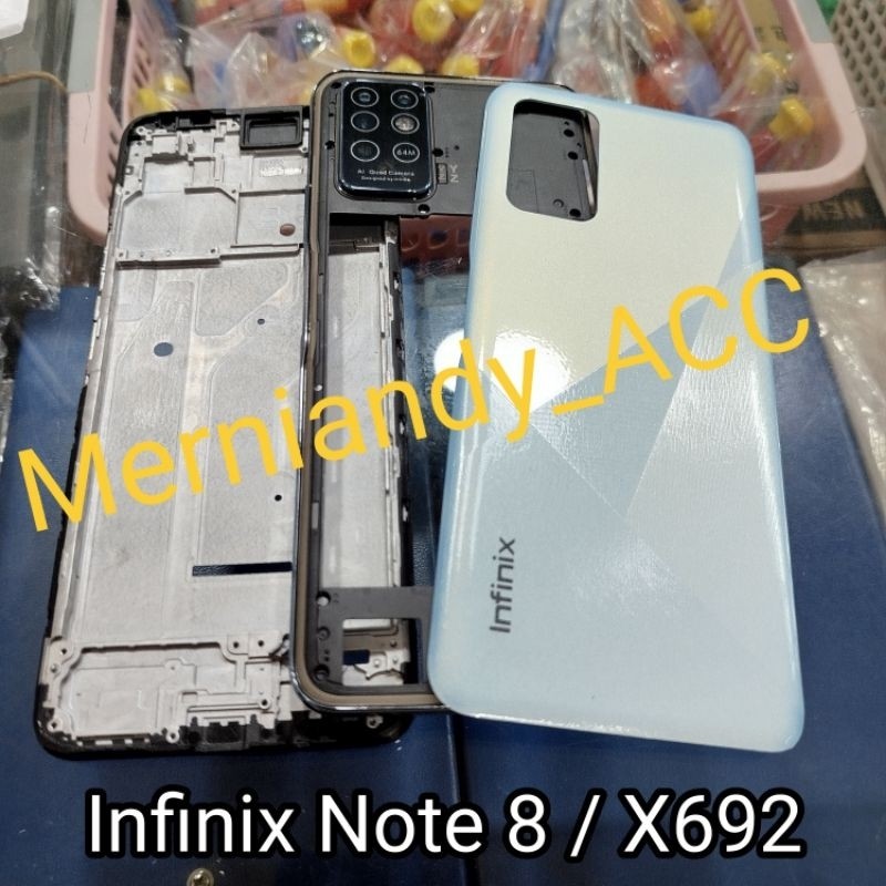 Cessing hausing fullset frame lcd Infinix Note 8 / X692 Backdor + Bazzel + Frame