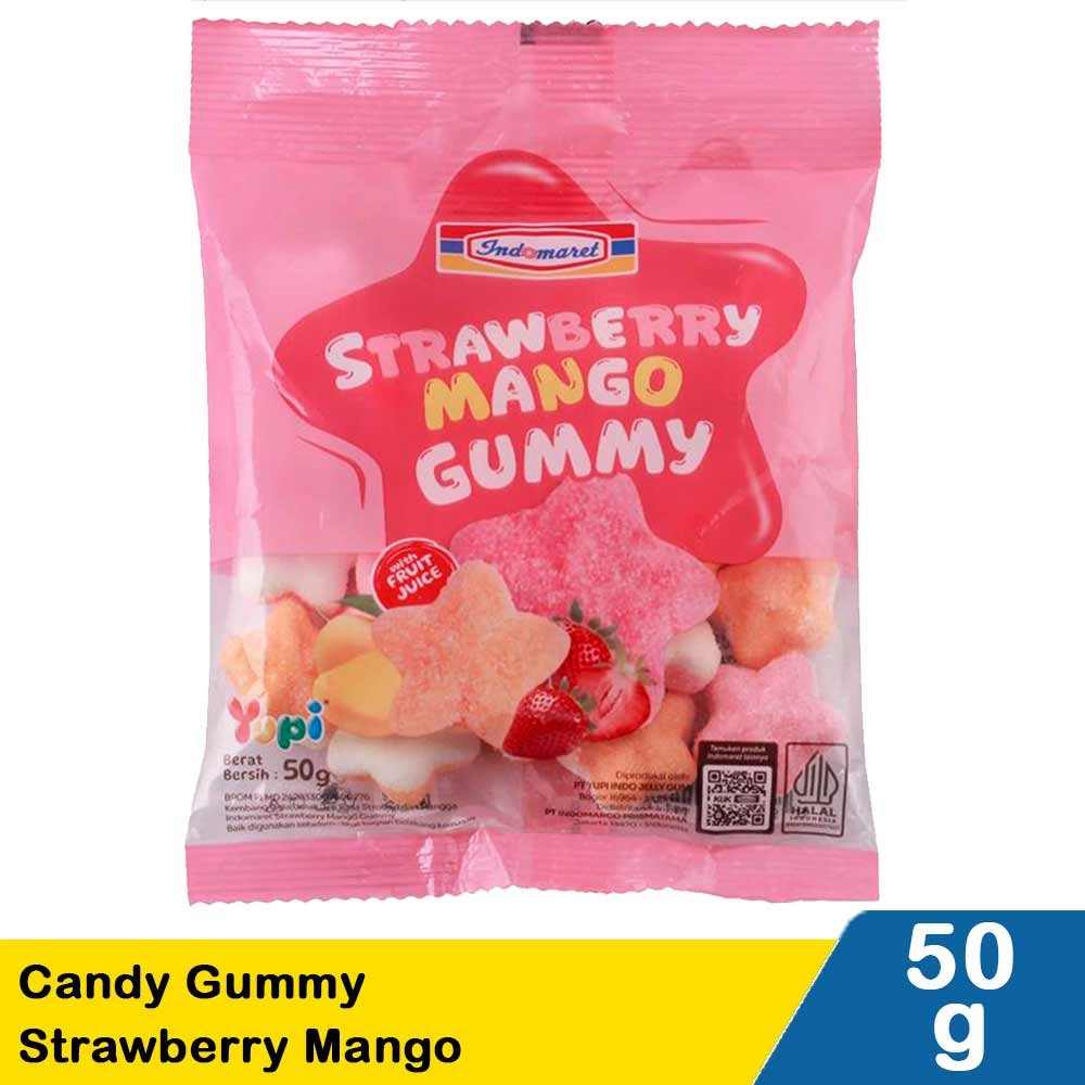 INDOMARET CANDY GUMMY STRAWBERY MANG0 50g