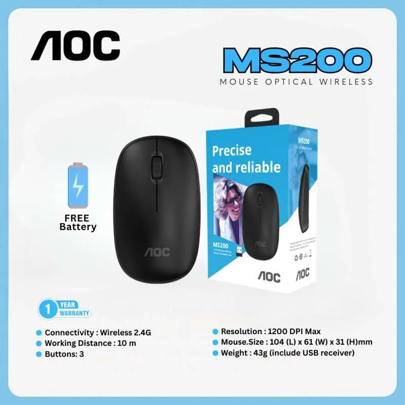 AOC MS200 Mouse Wireless 1200 DPI