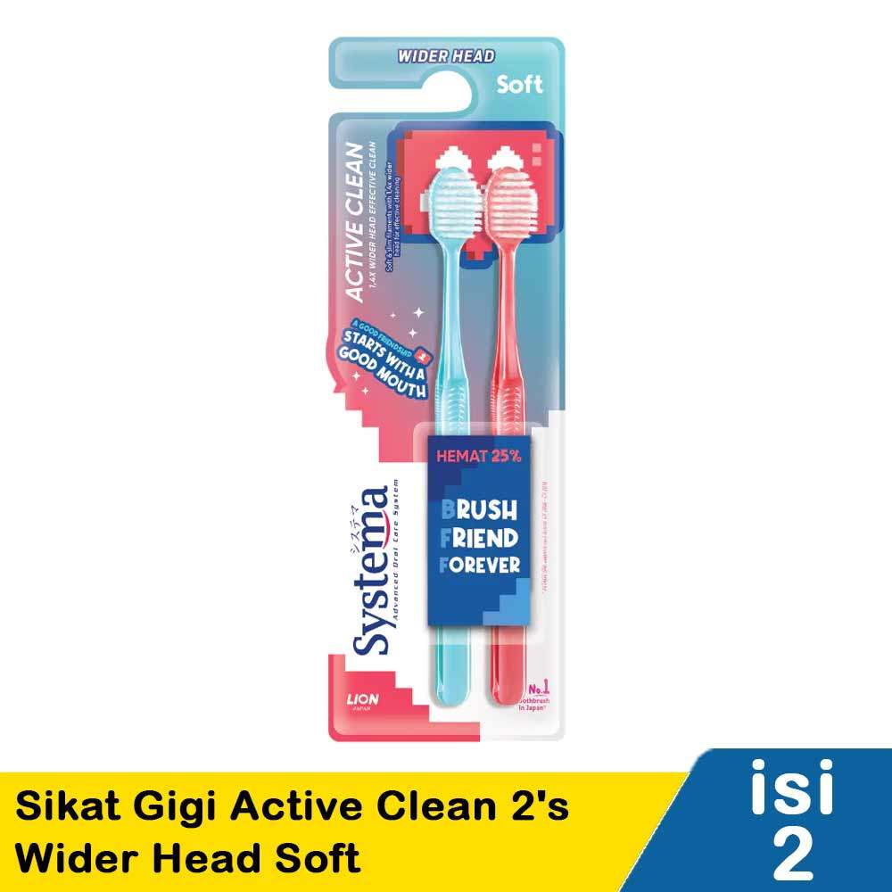 SYSTEMA SIKAT GIGI ACTIVE CLEAN 2'S WIDER HEAD SOFT