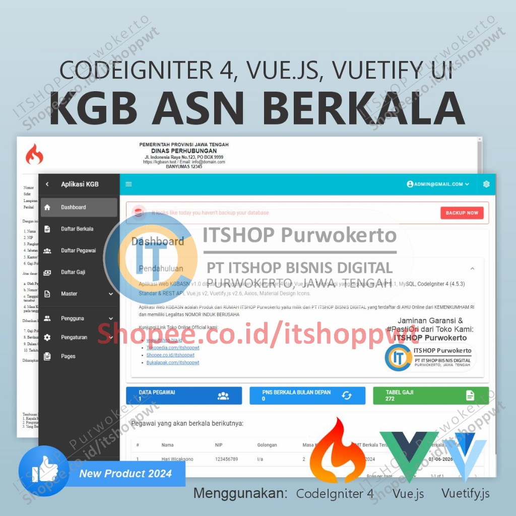 Source Code Aplikasi Web KGB ASN Gaji Berkala menggunakan Codeigniter 4