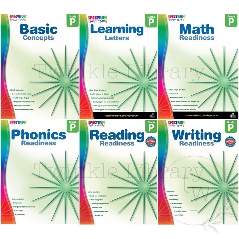BUKU CETAK Spectrum Basic Concepts / Learning Letters / Math / Phonics / Reading / Writing Readiness Grade P | TK