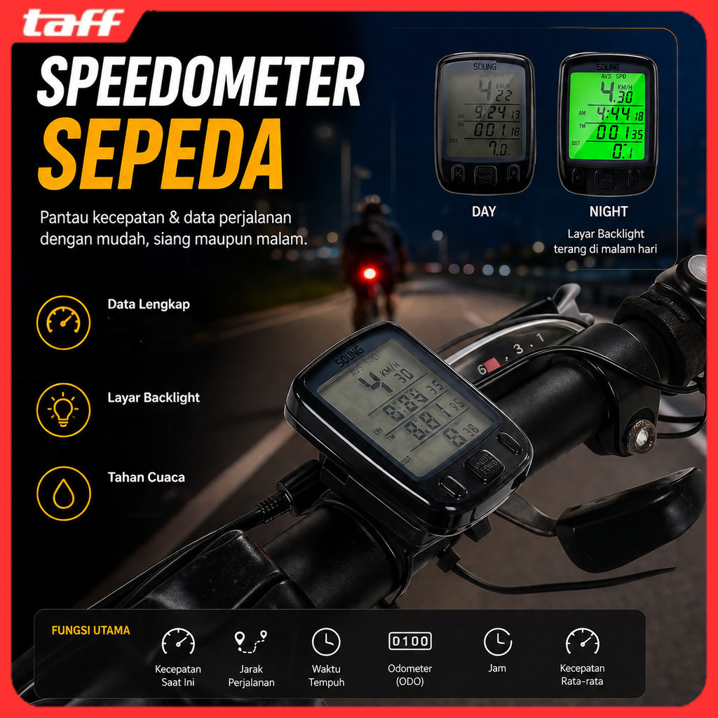 SunDING Speedometer Sepeda Digital Odometer Backlight LCD Waterproof - SD-563A