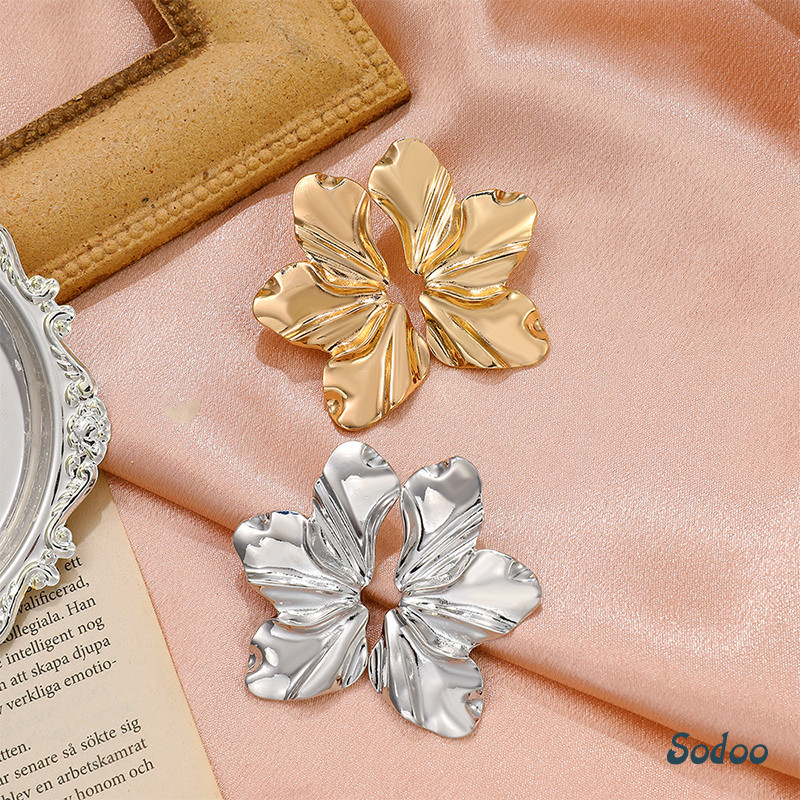 [COD]Retro Exaggerated Earrings Simple Temperament Irregular Petal-SO